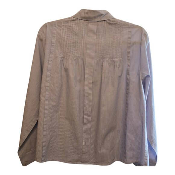 COLDWATER CREEK WOMENS BLUE WHITE LONG SLEEVE BUTTON UP TOP PETITE LARGE RELAXED - Picture 5 of 9